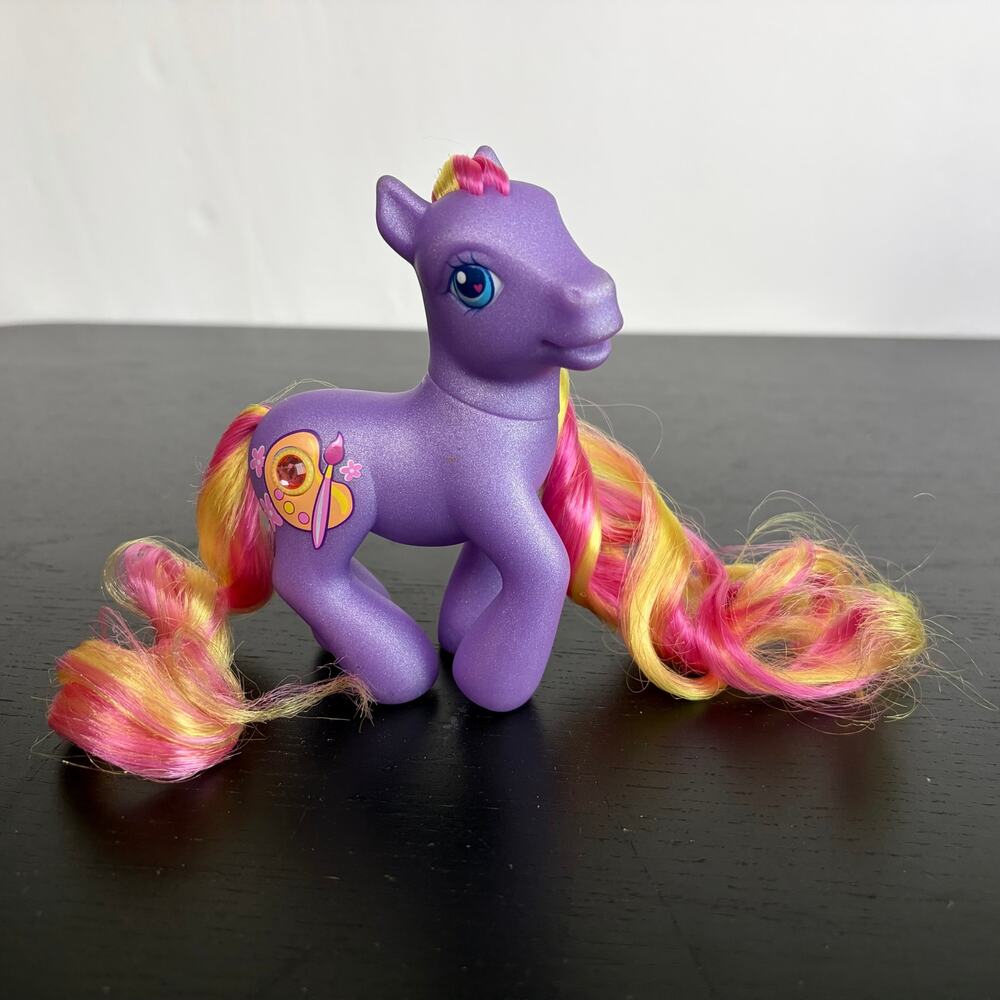 My Little Pony G3 Dibble Dabble Artist Palette Jewel Purple Pink Super Long Hair